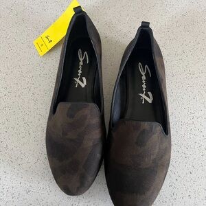 Brown Suede Camo Flats